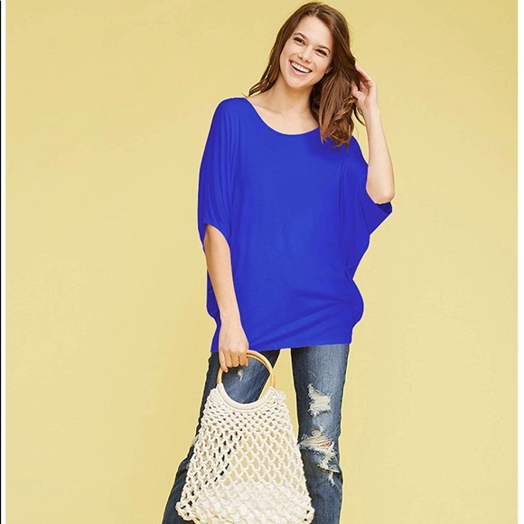 Lock & Love Tops - Royal Blue Dolman Sleeve Top